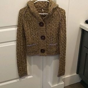 Free People 15% alpaca button down hooded